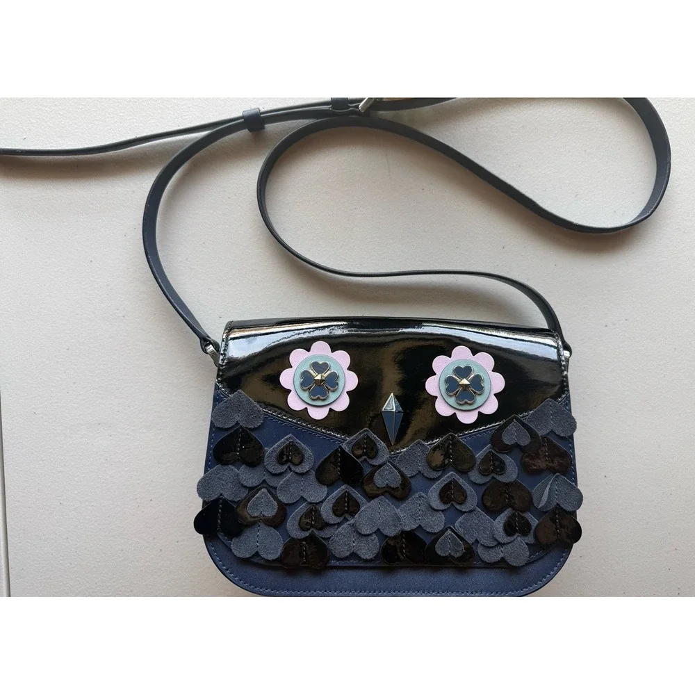 Kate Spade Zibbi Medium Flap Shoulder Bag Nightcap Floral Hearts Crossbody